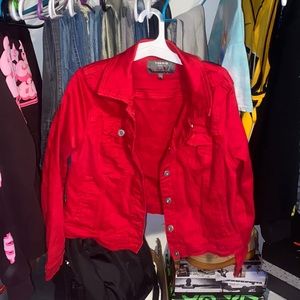 Red torrid jean jacket, cute in good condition no stains or loose strings.